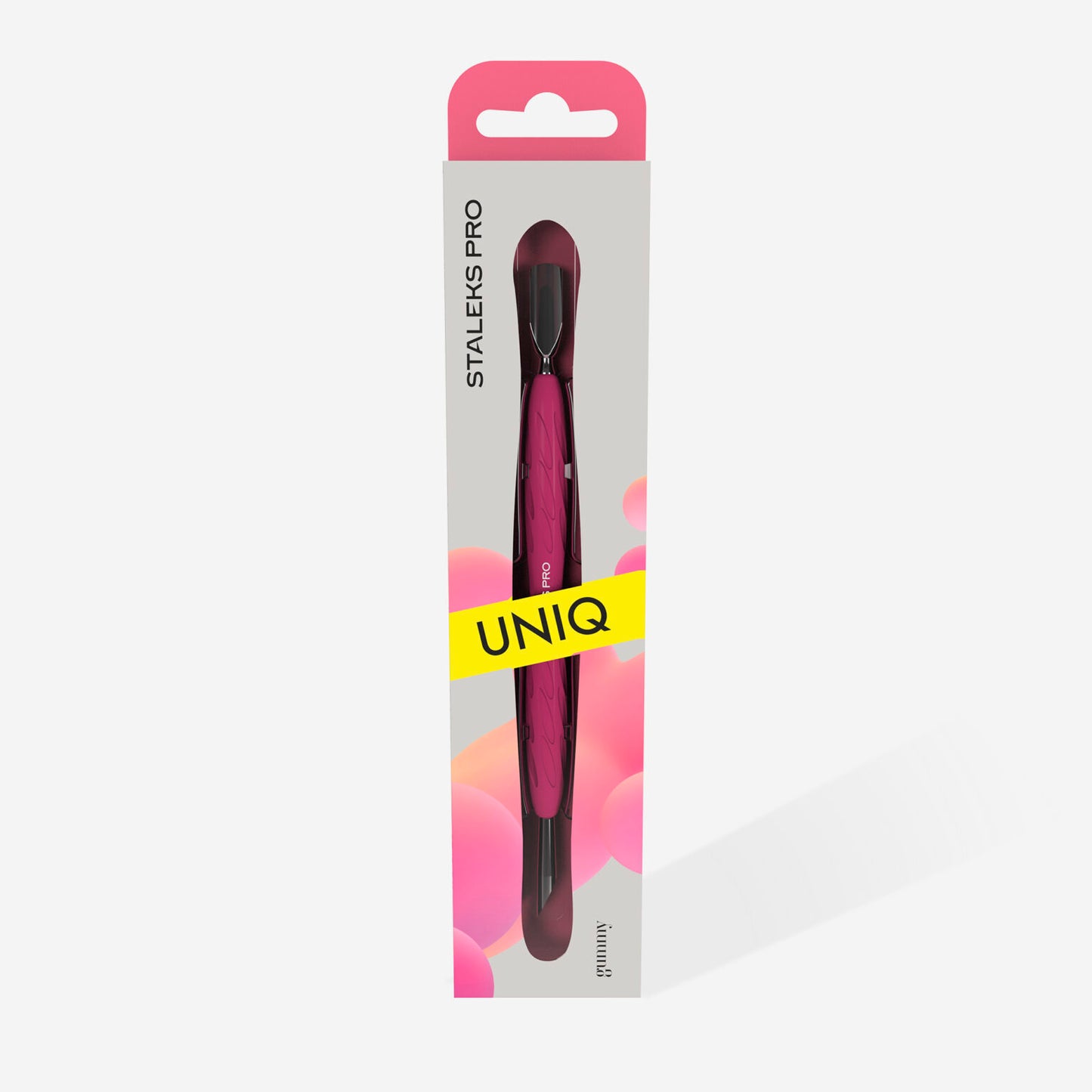 Staleks Manicure pusher Gummy with silicone handle UNIQ 10 TYPE 2 (rounded narrow and beveled pusher) PQ-10/2