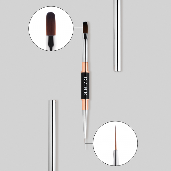 DARK Double-sided brush (liner 10 mm rounded gel 12 mm) (updated design)