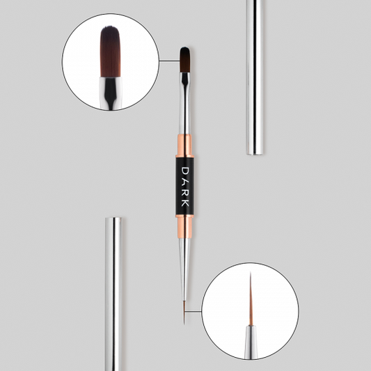 DARK Double-sided brush (liner 10 mm rounded gel 12 mm) (updated design)
