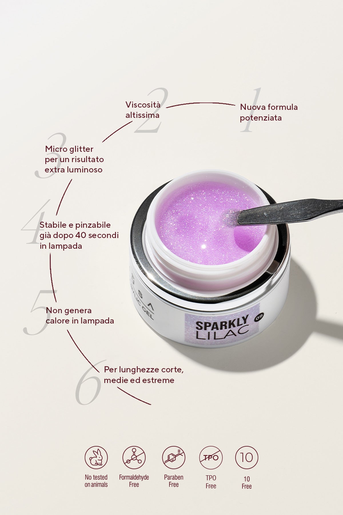 Musa Acrylic Gel Sparkly Lilac 09 35 ML - Tube